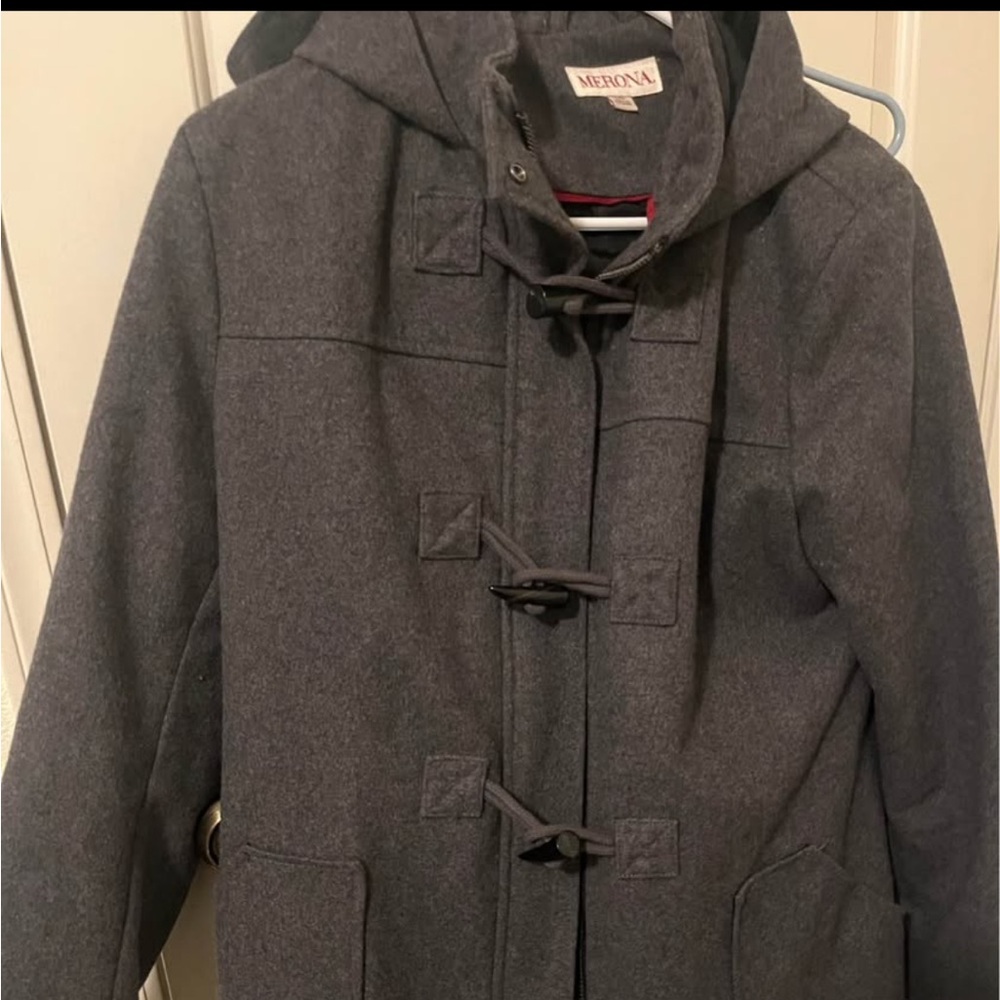 Merona Charcoal Hooded Toggle Jacket